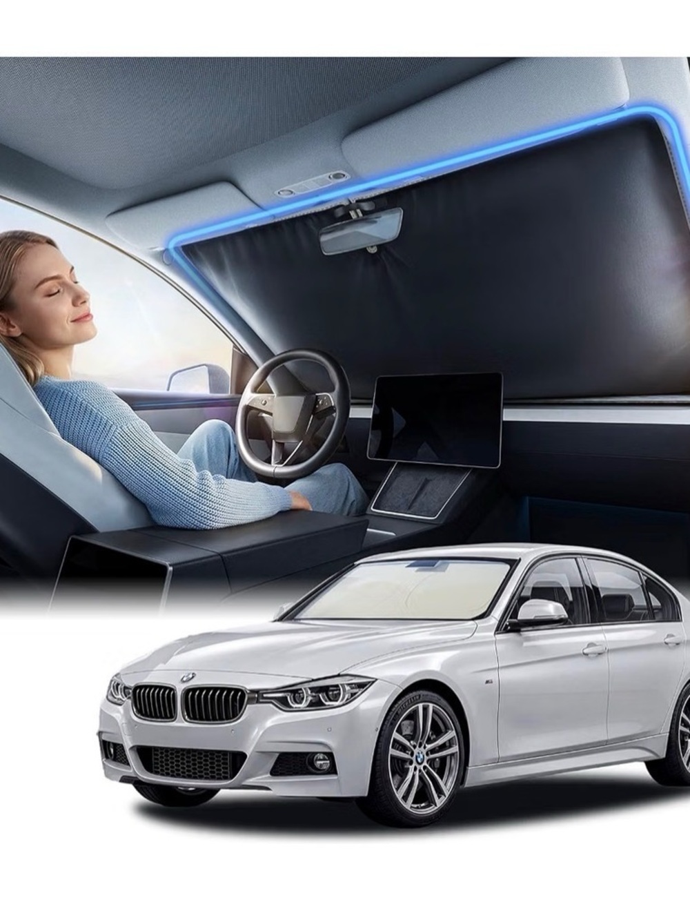 Ice Silk cooled car windshield sun shade premium cover